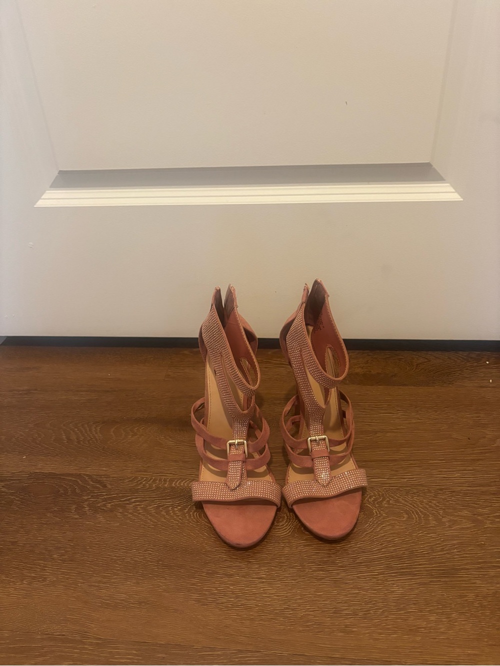 Strappy High Heel Sandals in Dusty Pink